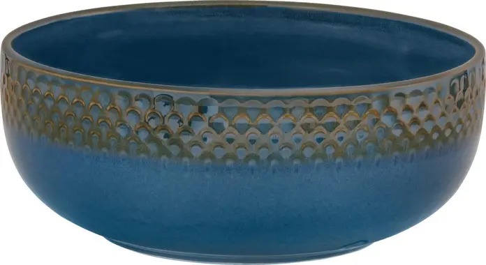 VEGA Aranda Porcelain Bowl Set of 4, Blue, 1200 ml, 18x7 cm, Dishwasher and Microwave Safe, Unique Design