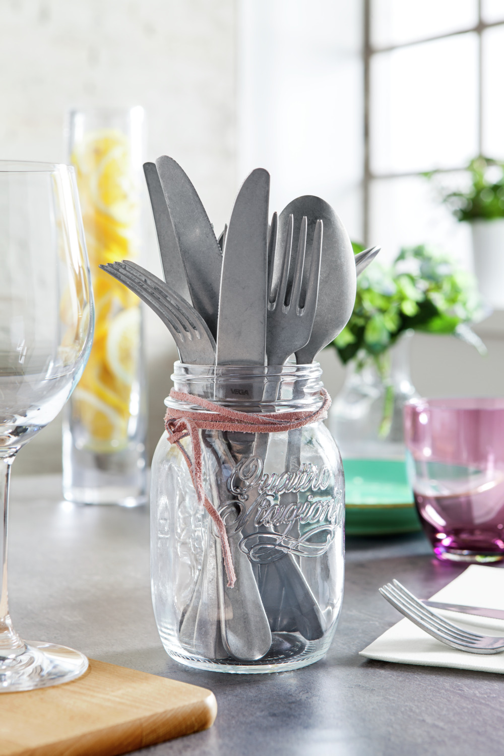 VEGA Memory Table Fork Set of 12, 18/10 Chrome-Nickel Stainless Steel, Patinated Effect Finish, 20.1 cm, Dishwasher Safe, Silver