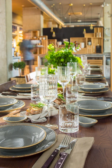 Set de 6 farfurii plate VEGA Sidina, 28 cm Rotunde din Porțelan, Aspect Ceramic Gri, Sigure pentru Mașina de Spălat Vase și Cuptorul cu Microunde