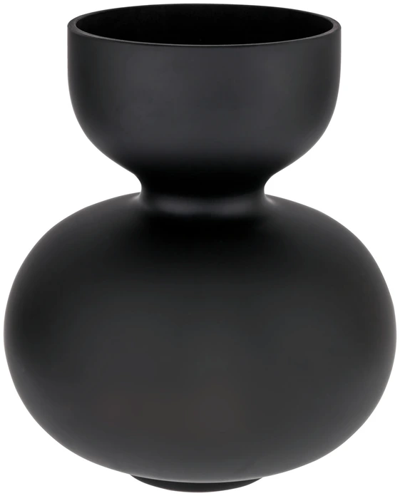 Vaza din sticla Vega Ayaka, sticla lakuita matt black, forma rotunda, 22x25.5 cm, pentru flori naturale sau uscate