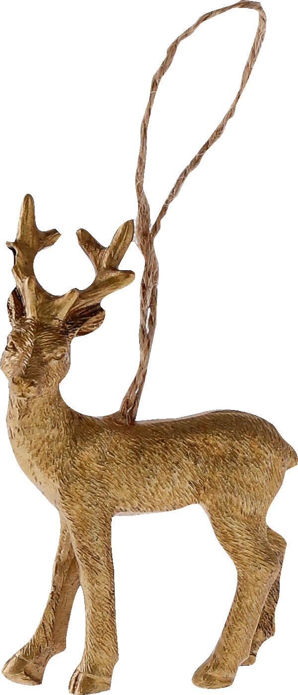 Ornament Cratun Vega Hanger Enise Căprioară, Poliresina Aurie, 5.5 x 1.5 x 9.5 cm, Set de 6 piese, i 30107662
