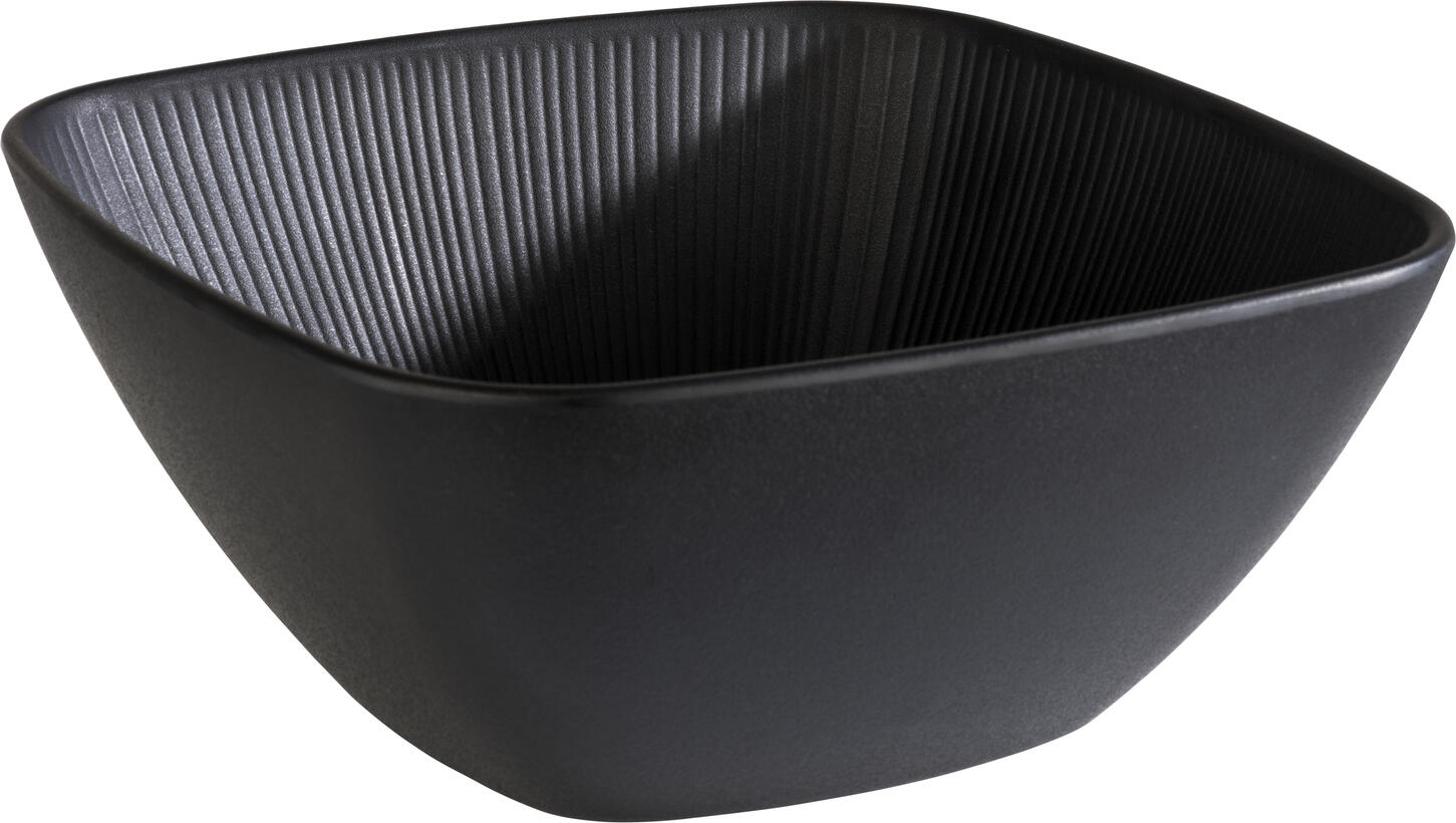 Bol Patrat APS Nero, 3500ml din Melamină Neagră cu Textură Răsturnată, Finisaj Mat Soft, 25x25x11 cm, Compatibil cu Mașina de Spălat Vase