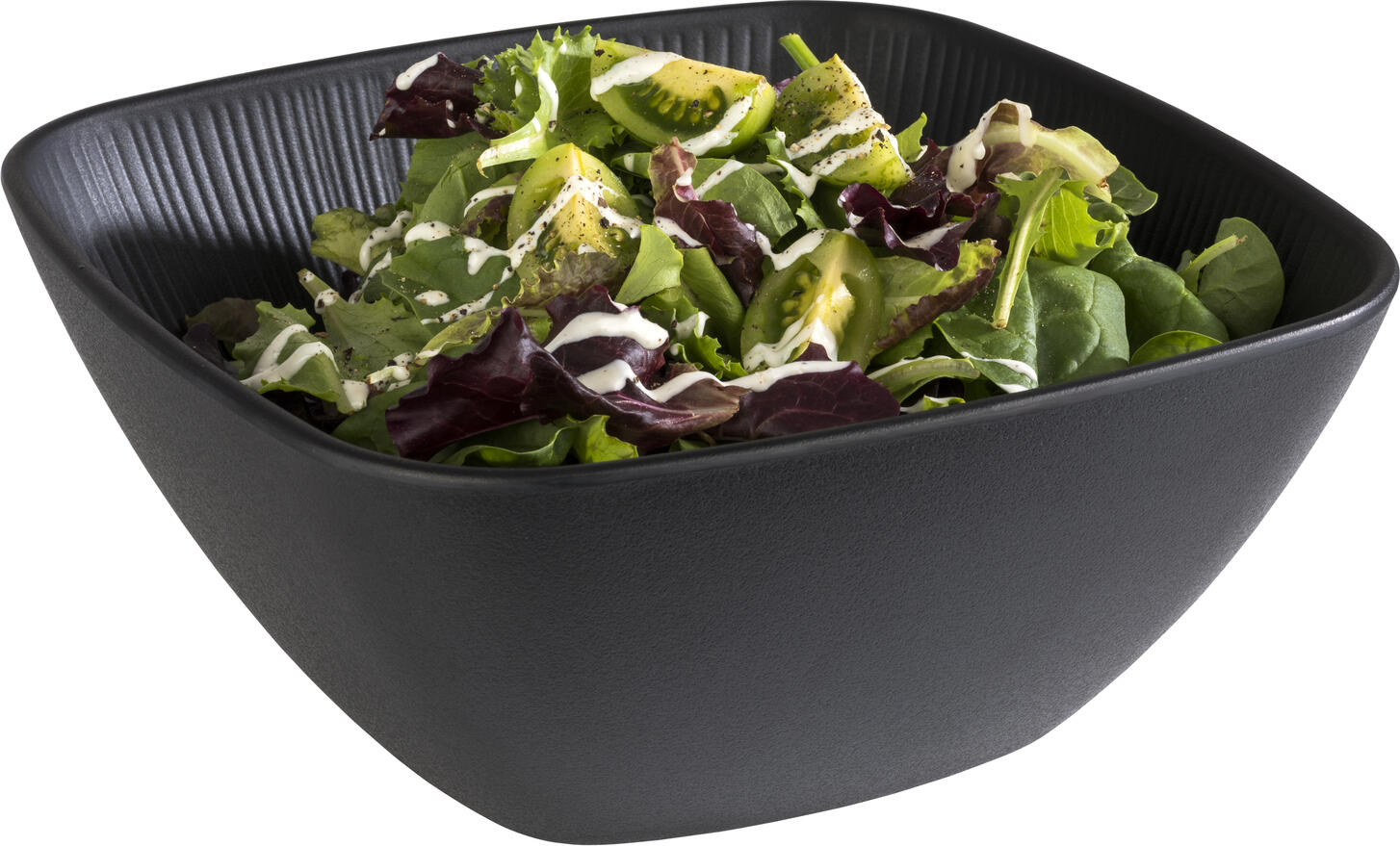 Bol Patrat APS Nero, 3500ml din Melamină Neagră cu Textură Răsturnată, Finisaj Mat Soft, 25x25x11 cm, Compatibil cu Mașina de Spălat Vase