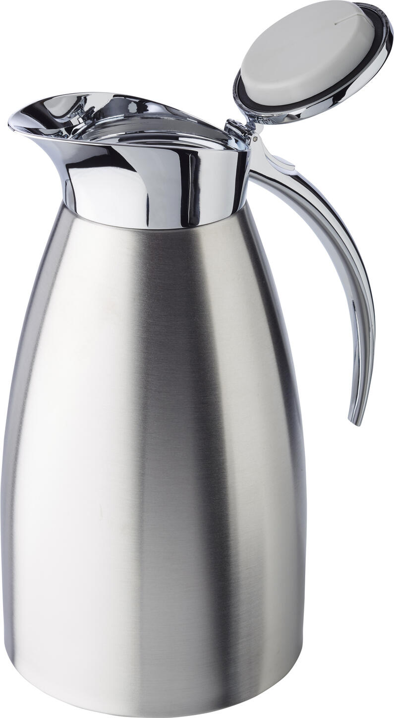 APS ADVANCED Vacuum Flask, 1.5L Stainless Steel Insulated Jug, Double-Walled, One-Hand Automatic Pouring, Silver, Dishwasher Safe