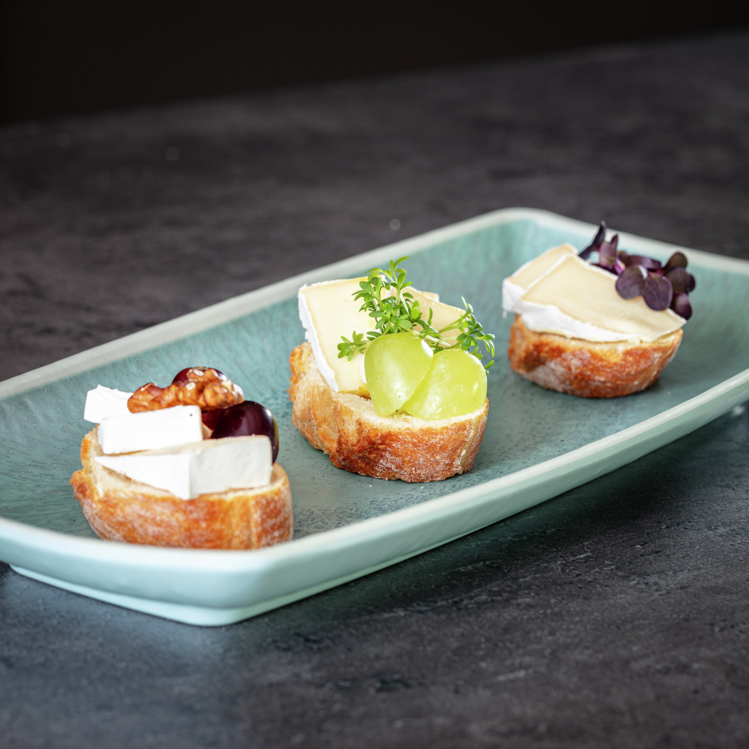 Vega Torto Rectangular Serving Platter Set of 6, Melamine, Turquoise Blue, 24x11x2.5 cm, Shockproof and Dishwasher Safe
