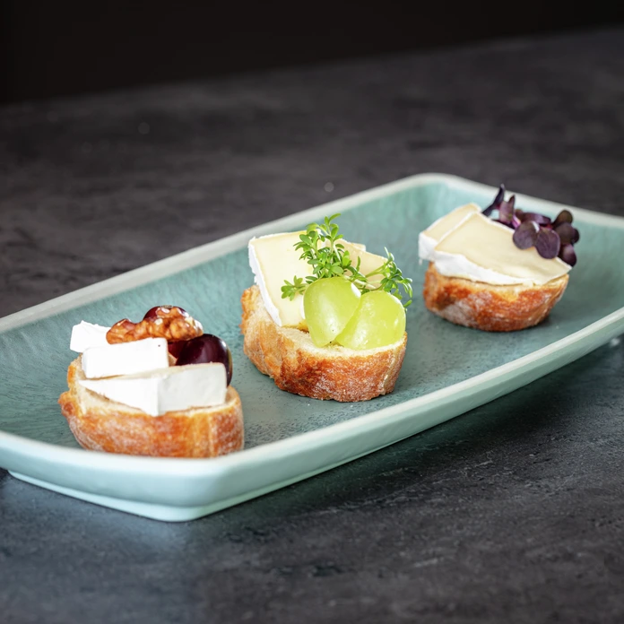 Vega Torto Rectangular Serving Platter Set of 6, Melamine, Turquoise Blue, 24x11x2.5 cm, Shockproof and Dishwasher Safe