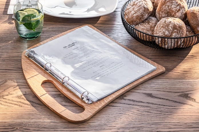 VEGA Transparent PVC Menu Sleeves, DIN A4, 0.2mm Thickness, 4 Holes for Book Screws, Top Opening, Set of 10 Pieces