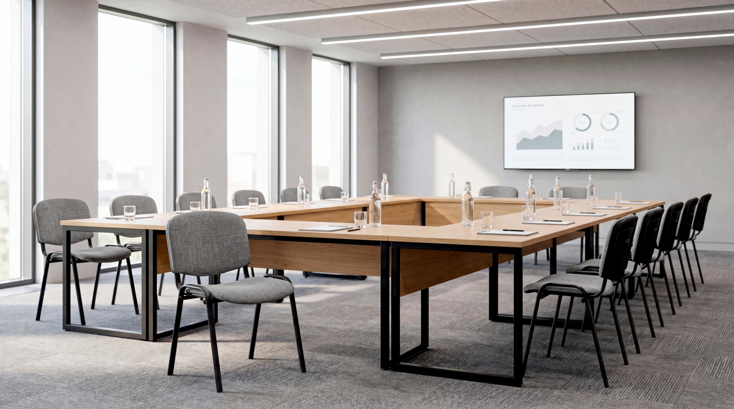 PULSIVA LUSINI Stavio ISO Conference Chair Set of 2, Black, Stackable Polyurethane Foam Seat, Powder-Coated Steel Frame, 54x42x79.5 cm, Max Load 160 kg