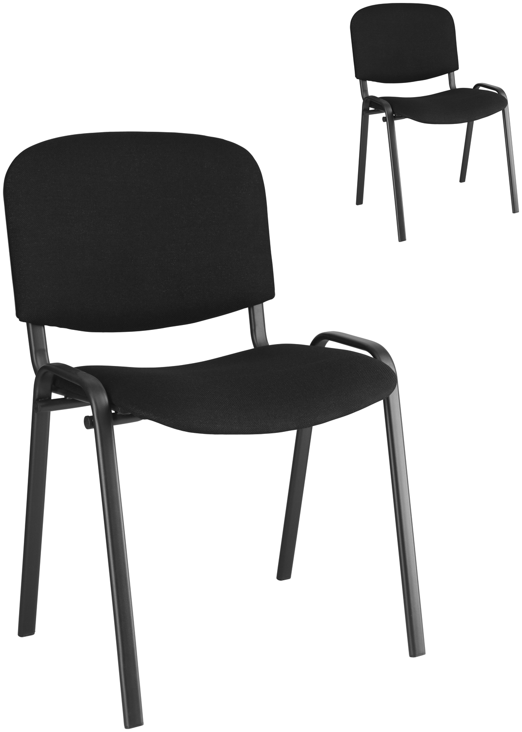 PULSIVA LUSINI Stavio ISO Conference Chair Set of 2, Black, Stackable Polyurethane Foam Seat, Powder-Coated Steel Frame, 54x42x79.5 cm, Max Load 160 kg