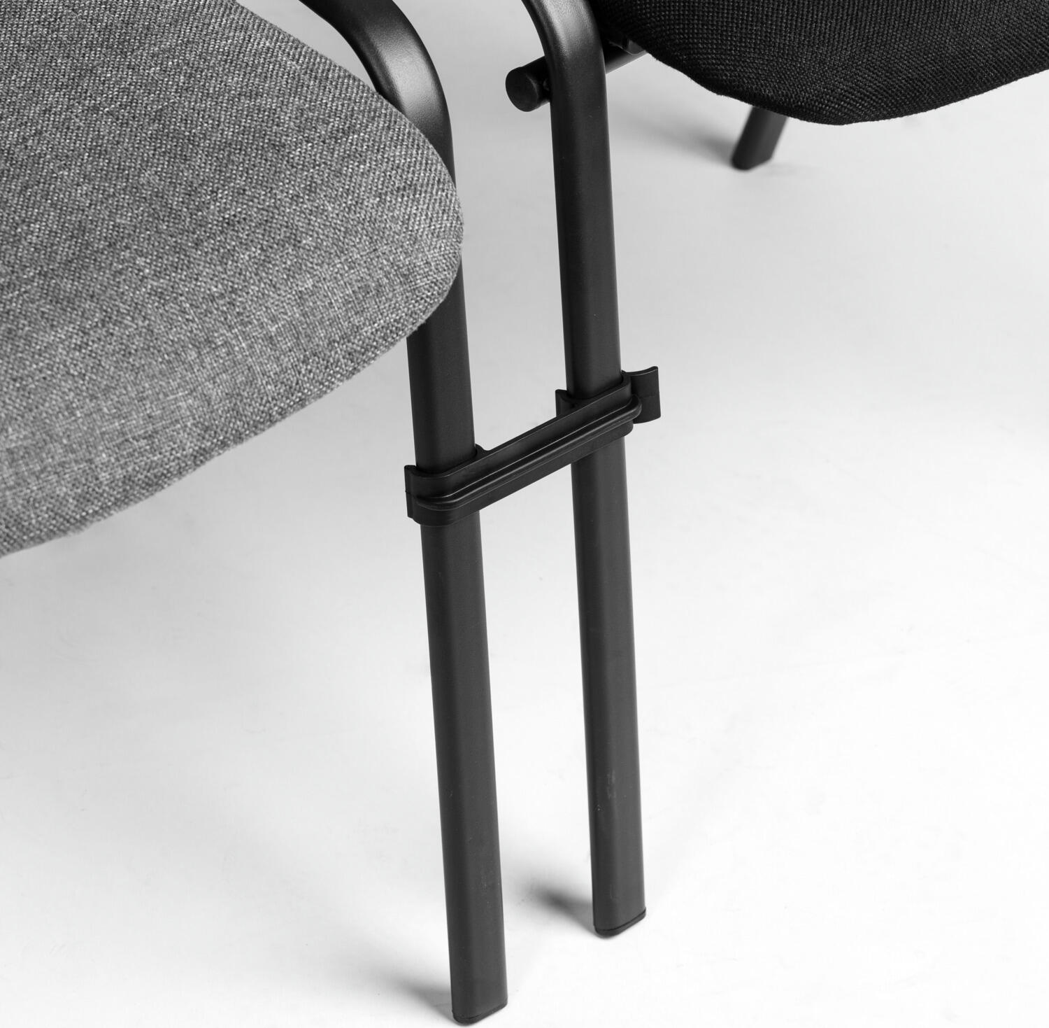 PULSIVA LUSINI Stavio ISO Conference Chair Set of 2, Black, Stackable Polyurethane Foam Seat, Powder-Coated Steel Frame, 54x42x79.5 cm, Max Load 160 kg