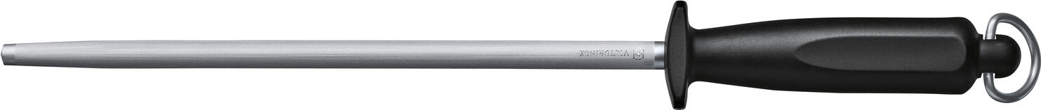 Victorinox Butcher's Honing Steel 7.8523, 30 cm, Fine Pull, Oval Shape, Chrome Plated Steel with Ergonomic Non-Slip Black Plastic Handle