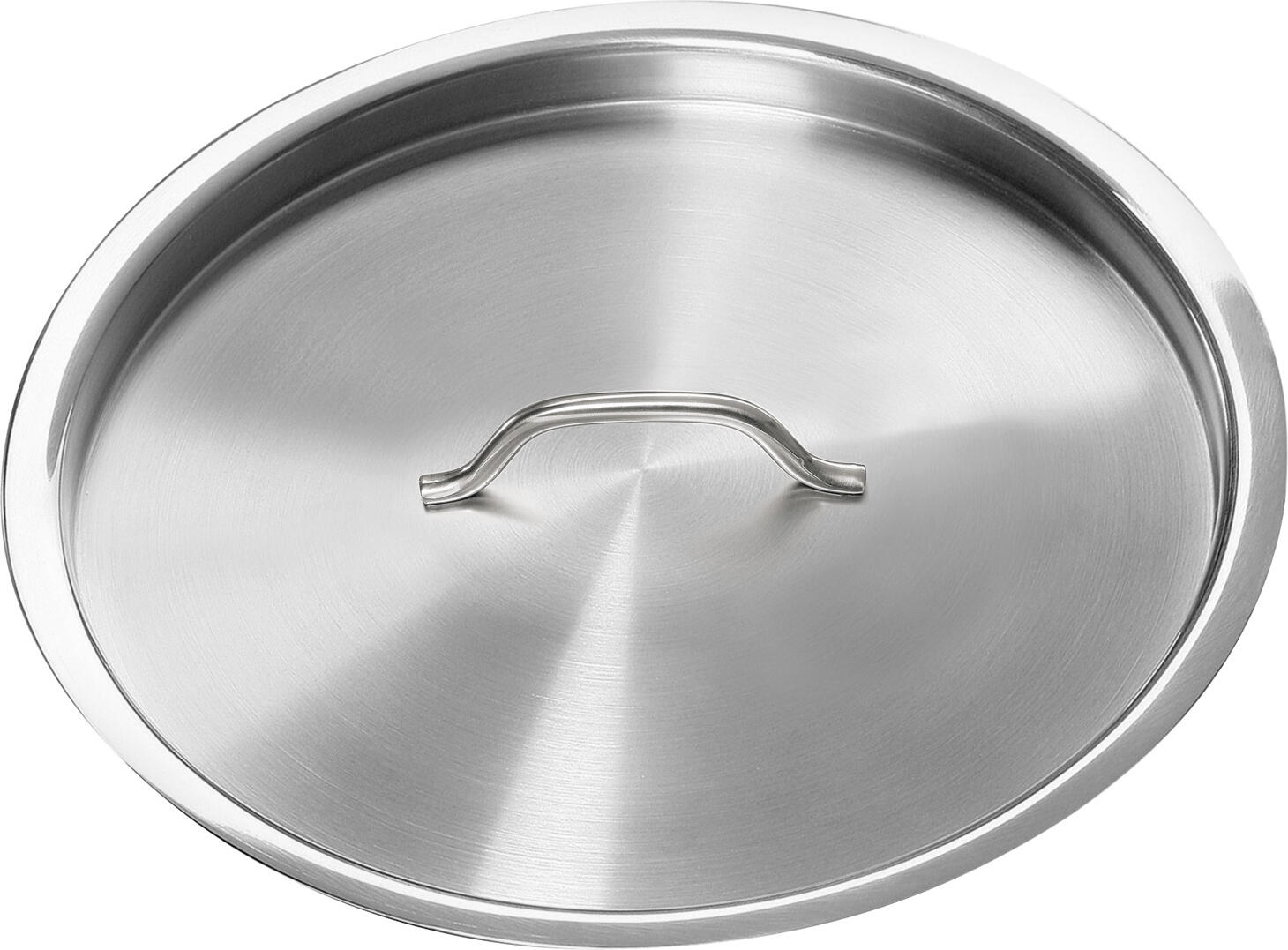 VEGA LUSINI Solutions GmbH Pot lid Professional Topfdeckel Professional Pot lid Professional; 42 cm (Ø); silver; round Topfdeckel Professional; 42 cm (Ø); silber; rund Pot lid made of 18/10 chrome-nickel stainless steel. With generous handle for easy removal and placement. Easy to clean, suitable for dishwashers. Suitable for pots and pans of the Professional series with corresponding diameter. Topfdeckel aus Chrom-Nickel-Edelstahl 18/10, rostfrei. Mit großzügigem Griff zum einfachen Abnehmen und Aufsetzen. Pflegeleicht, spülmaschinengeeignet. Passend zu Töpfen und Pfannen der Serie Professional mit entsprechendem Durchmesser.