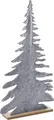 Brad de Felt LUSINI Despina, Copac Decorativ de Craciun cu Suport de Lemn, Mix de Materiale Felt și Lemn, Gri/Natural, 24 x 4 x 46 cm