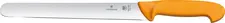Victorinox Victorinox AG Ham knife Swibo straight Schinkenmesser Swibo gerade Ham knife Swibo straight; Blade length 30 cm, 42.8 cm (L); silver/orange Schinkenmesser Swibo gerade; Klingenlänge 30 cm, 42.8 cm (L); silber/orange SWIBO A SIGNAL COLOR SETS THE TONE - Special handle shape for even more safety when cutting - Precision for perfect cuts - Highly visible handles in signal color The Swibo collection stands for optimum safety in the kitchen. When things get busy at work, knives can often be lost or misused. That's why these knives have a bright orange handle that simply catches the eye. The sharp, polished blade easily masters any kitchen task, but is protected by the handle, which is slightly wider at the transition to the blade and gives you more control and precision. A collection with a focus on safety for professional chefs and private households. Knife handle: Polyamide is extremely robust and combines exceptional rigidity with high impact resistance. It is very abrasion-resistant, has good gliding properties, can be sterilized and can withstand temperatures of up to 110°C. SWIBO EINE SIGNALFARBE GIBT DEN TON AN - Spezielle Griffform für noch mehr Sicherheit beim Schneiden - Präzision für perfekte Schnitte - Gut sichtbare Griffe in Signalfarbe Die Swibo Kollektion steht für optimale Sicherheit in der Küche. Wenn es bei der Arbeit hoch her geht, können Messer oft verloren oder zweckentfremdet werden. Deshalb haben diese Messer einen Griff in leuchtendem Orange, das einfach ins Auge fällt. Die scharfe, polierte Klinge meistert ganz einfach jede Küchenaufgabe, wird jedoch vom Griff geschützt, der am Übergang zur Klinge etwas breiter gehalten ist und Ihnen mehr Kontrolle und Präzision an die Hand gibt. Eine Kollektion mit Fokus auf Sicherheit für Profiköche und Privathaushalte. Messer Griff: Polyamid ist extrem robust und kombiniert außergewöhnliche Steifigkeit mit hoher Schlagfestigkeit. Es ist sehr abriebfest, besitzt gute Gleiteigenschaften, kann sterilisiert werden und hält Temperaturen von bis zu 110 °C stand.