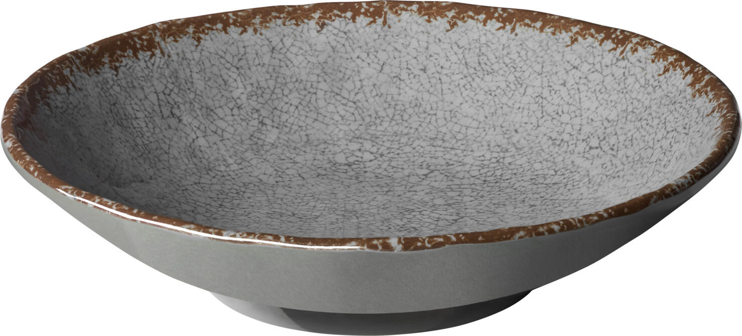 LUSINI Portage Melamine Round Bowl, High Impact and Break Resistant, Dishwasher Safe, Stackable, 1300ml, 4cm, Set of 6 pieces, Grey