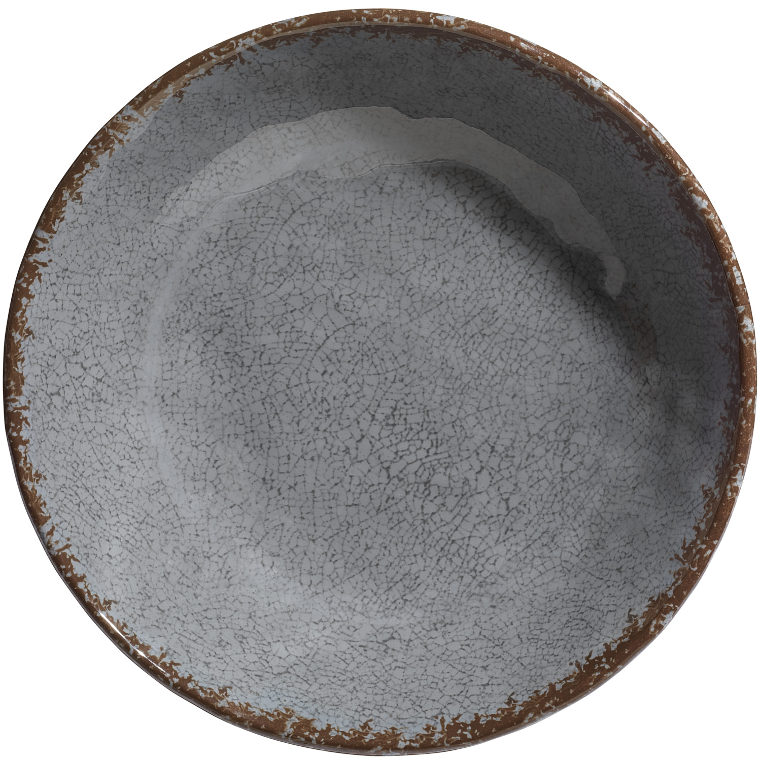 LUSINI Portage Melamine Round Bowl, High Impact and Break Resistant, Dishwasher Safe, Stackable, 1300ml, 4cm, Set of 6 pieces, Grey