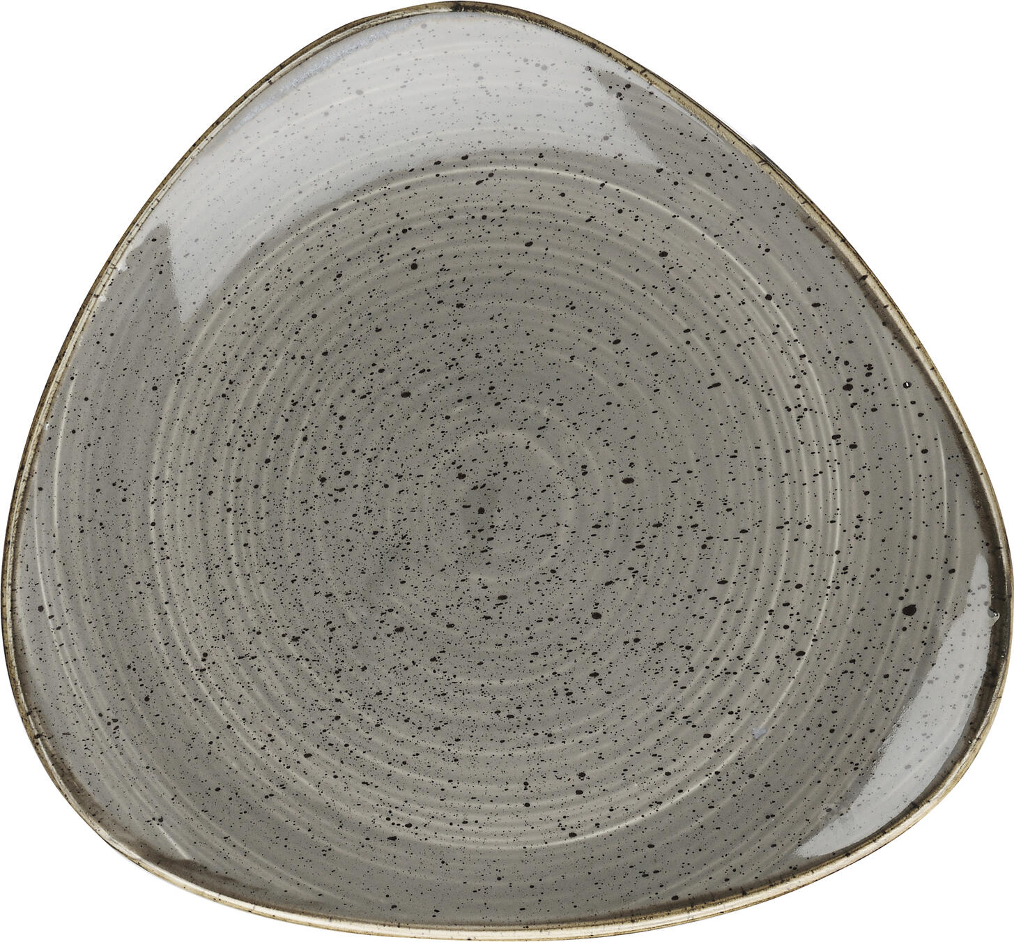 Set de 12 farfurii triunghiulare din porțelan Churchill Stonecast Peppercorn, 22.9 cm, gri/maro, design rustic decorat manual