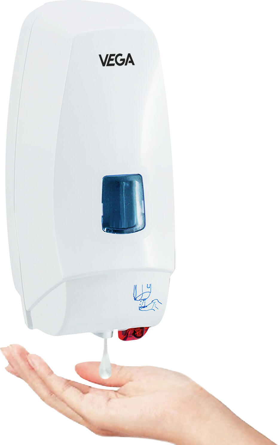 LUSINI Sensor Edis 5008 B Automatic Soap Dispenser, Contactless Battery Operated, White Plastic, 1000 ml Capacity, Lockable with Indicator Light