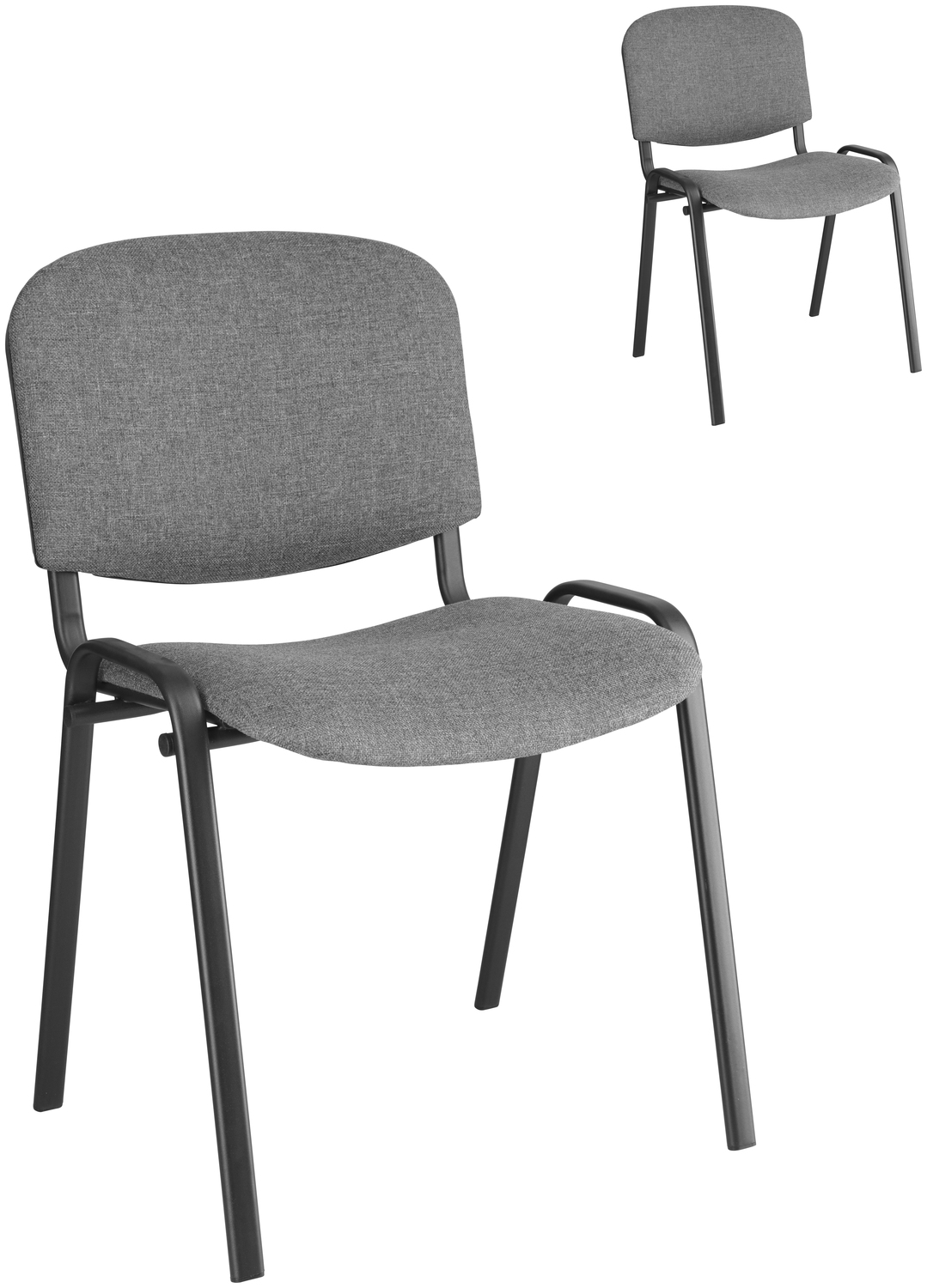 PULSIVA LUSINI Stavio ISO Conference Chair Set of 2, Grey, Stackable Polyurethane Foam Seat, Powder-Coated Steel Frame, 54x42x79.5 cm, Max Load 160 kg