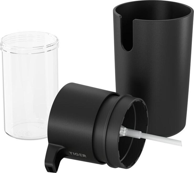 TIGER Carv Free-standing Soap Dispenser, 175ml Capacity, High Quality ABS Plastic, Organic Ribbed Design, Black, 9.1 x 13.1 x 9.1 cm
