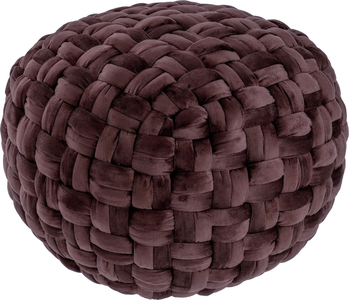 Vega Armeda Decorative Pouf, Hand-Knotted Polyester Velvet, 48x33 cm, Purple Lilac