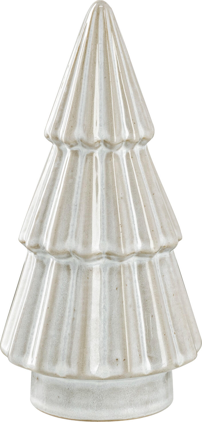 Vega Nilas Copac Decorativ de Craciun, Porcelana Smaltuita, Alb Crem, 10.5x21 cm