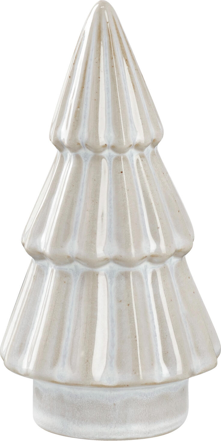 Vega Nilas Decorative Christmas Tree, Glazed Porcelain, Cream White, 16 cm Height, 8.4 cm Diameter