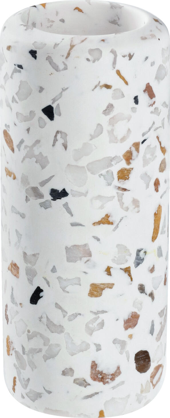 Vega Adaja Tealight Holder, Terrazzo Style Polyresin Resin Candle Holder, Multicoloured White Brown Grey, 12.8 cm Height