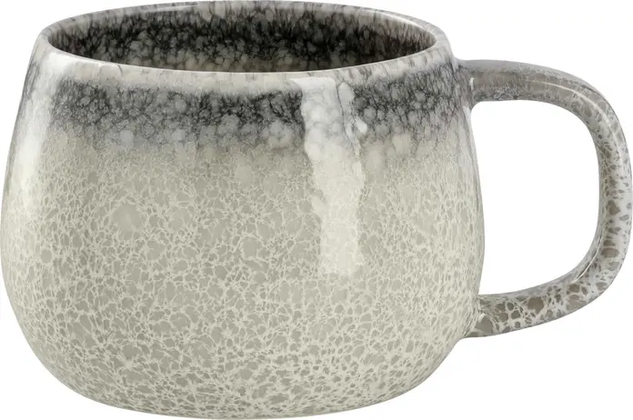 VEGA Nagoya Porcelain Coffee Mug Set of 6, 270 ml, White/Grey, Dishwasher and Microwave Safe, Trendy Ceramic Look