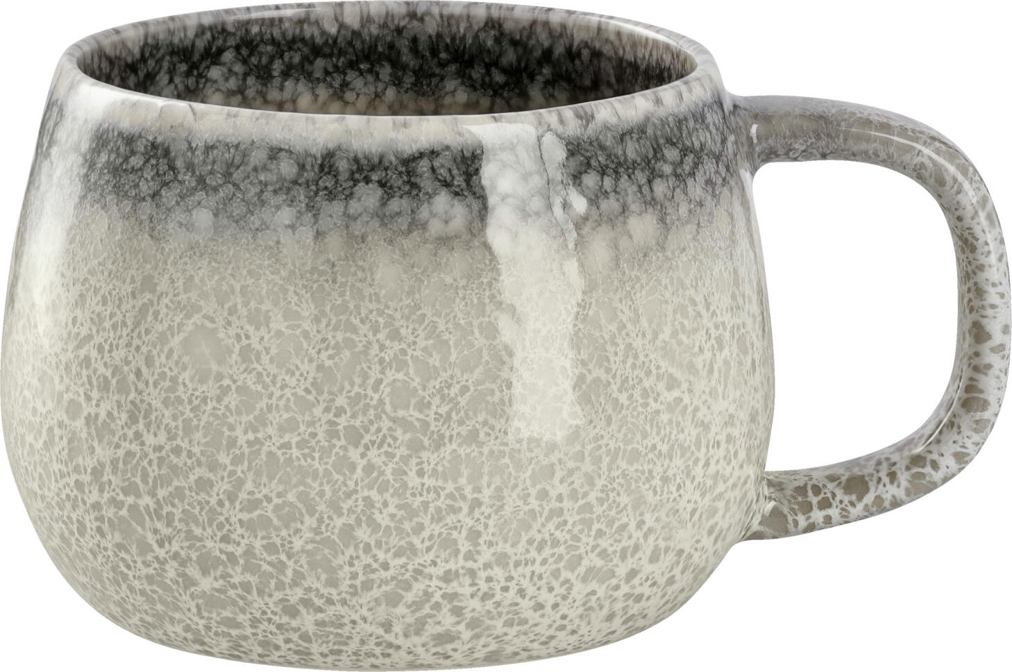 VEGA Nagoya Porcelain Coffee Mug Set of 6, 270 ml, White/Grey, Dishwasher and Microwave Safe, Trendy Ceramic Look