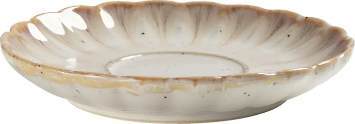 Vega Flora Espresso Saucers, Set of 6, Color: Rose/Beige Porcelain, Round Flower Design, 12.5x2.1 cm, Dishwasher and Microwave Safe