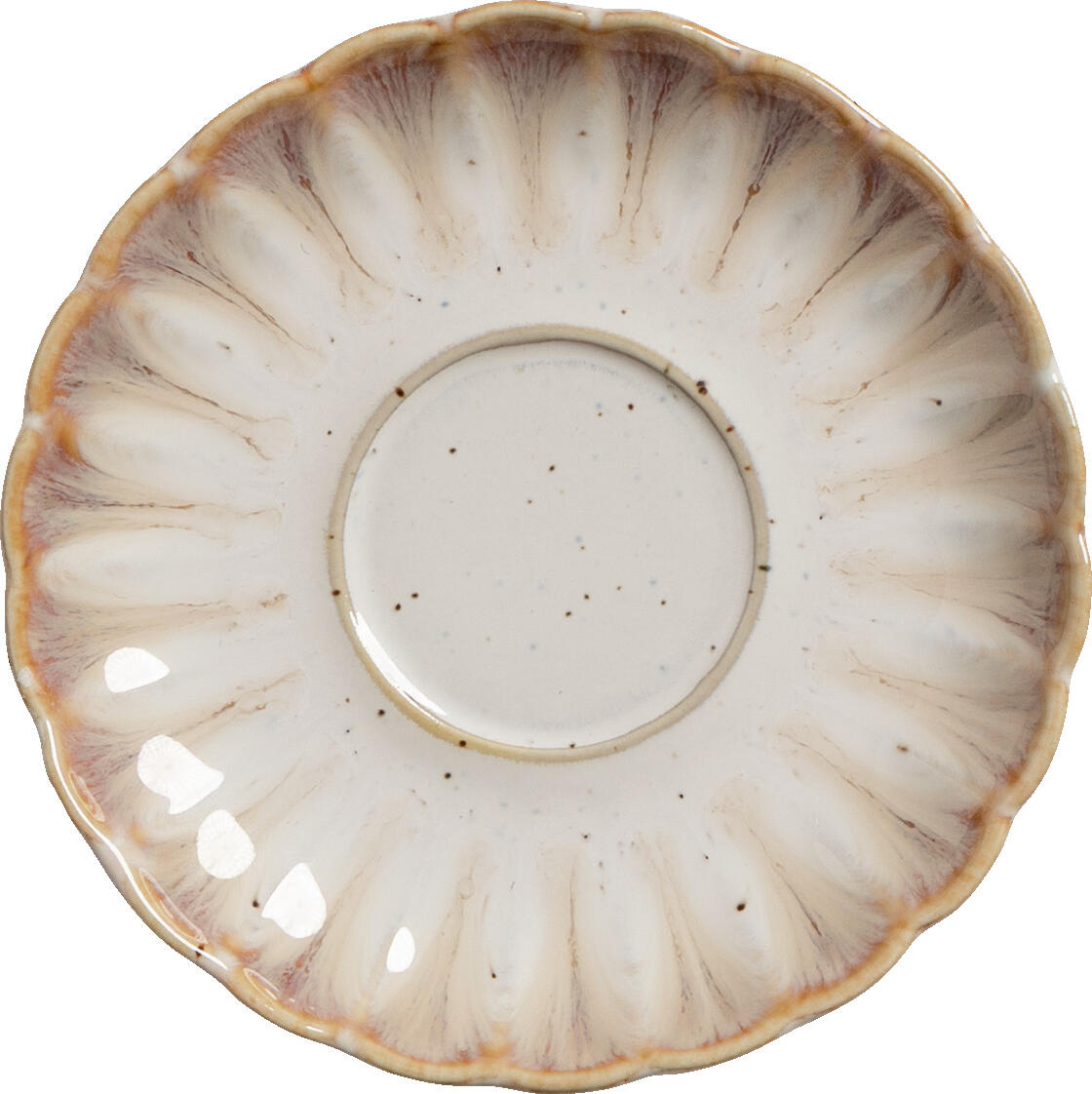 Vega Flora Espresso Saucers, Set of 6, Color: Rose/Beige Porcelain, Round Flower Design, 12.5x2.1 cm, Dishwasher and Microwave Safe