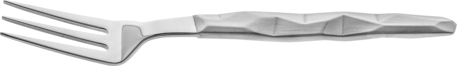 VEGA Diamante Cake Fork Set of 12, 18/10 Chrome-Nickel Stainless Steel, Rust-Free, Matted Handle, Angular Relief Design, 16 cm, Silver