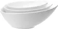 Set de 4 boluri ovale din porțelan Vega Contrast, culoare albă, 900 ml, 20.5 x 18.5 x 9 cm, rezistente la mașina de spălat vase și cuptor cu microunde