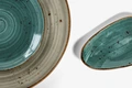 VEGA Nebro Flat Plate Set of 6, 25 cm Blue Premium Porcelain, Rustic Speckled Design, Rimless, Dishwasher and Microwave Safe, Professional Catering