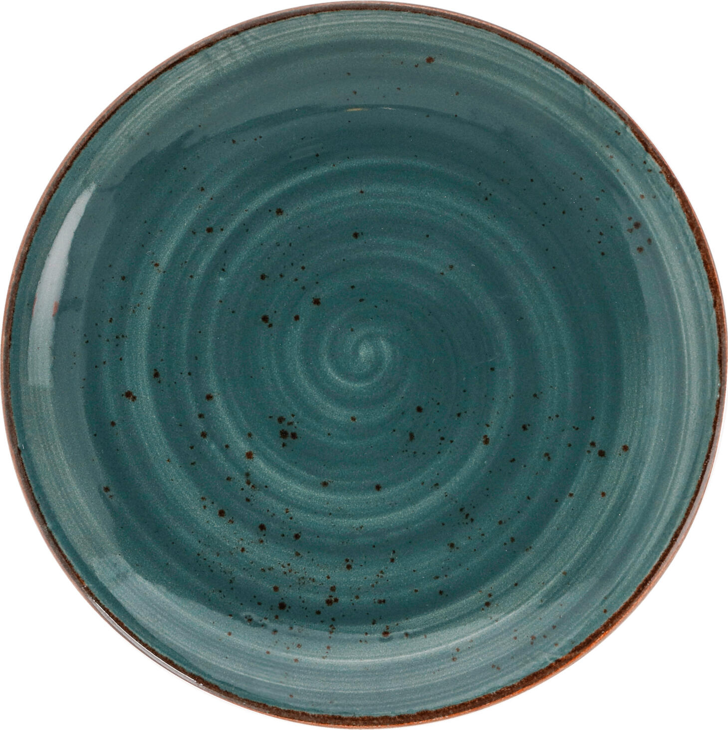 VEGA Nebro Flat Plate Set of 6, 25 cm Blue Premium Porcelain, Rustic Speckled Design, Rimless, Dishwasher and Microwave Safe, Professional Catering