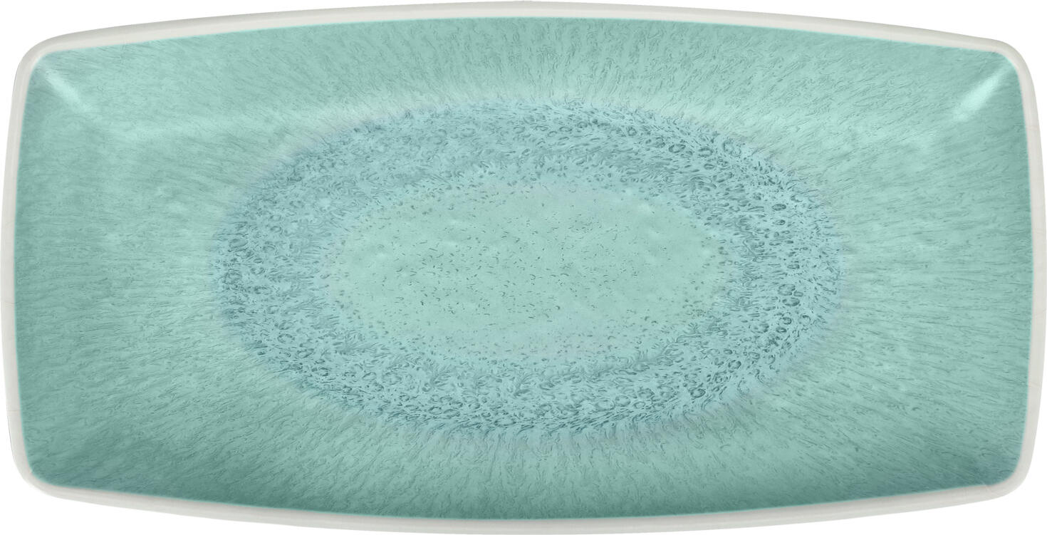 VEGA Torto Rectangular Serving Platter Set of 6, Melamine, Turquoise Blue, 33.1x16.8x3.2 cm, Impact Resistant, Dishwasher Safe