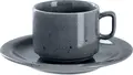VEGA Alessia Grey Coloured Porcelain Soup and Combi Saucers, Irregular Speckles Design, 15.5 cm Diameter, Dishwasher and Microwave Safe, Set of 6