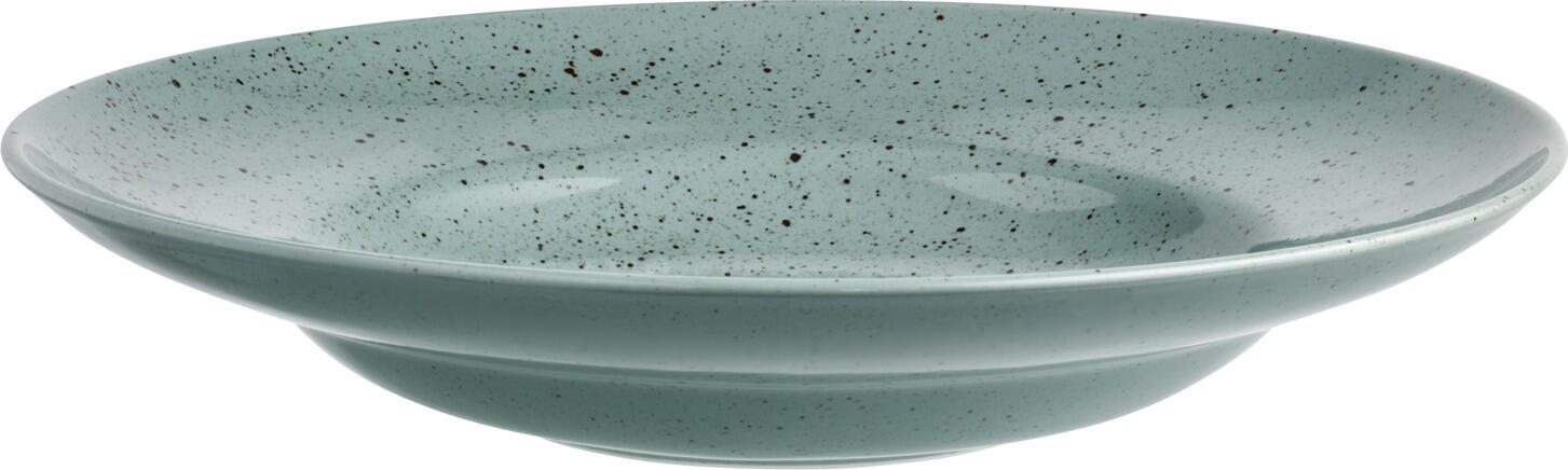 VEGA LUSINI Solutions GmbH Pasta plate Alessia Pastateller Alessia Pasta plate Alessia; 400 ml, 29.5x5.7 cm (ØxH); turquoise; round; 3 piece / pack Pastateller Alessia; 400 ml, 29.5x5.7 cm (ØxH); türkis; rund; 3 Stück / Pack Colored pasta plates with wide flag made of porcelain with irregular speckles. Dishwasher safe and microwaveable. Farbige Pastateller mit breiter Fahne aus Porzellan mit unregelmäßigen Sprenkeln. Spülmaschinenfest und mikrowellengeeignet.