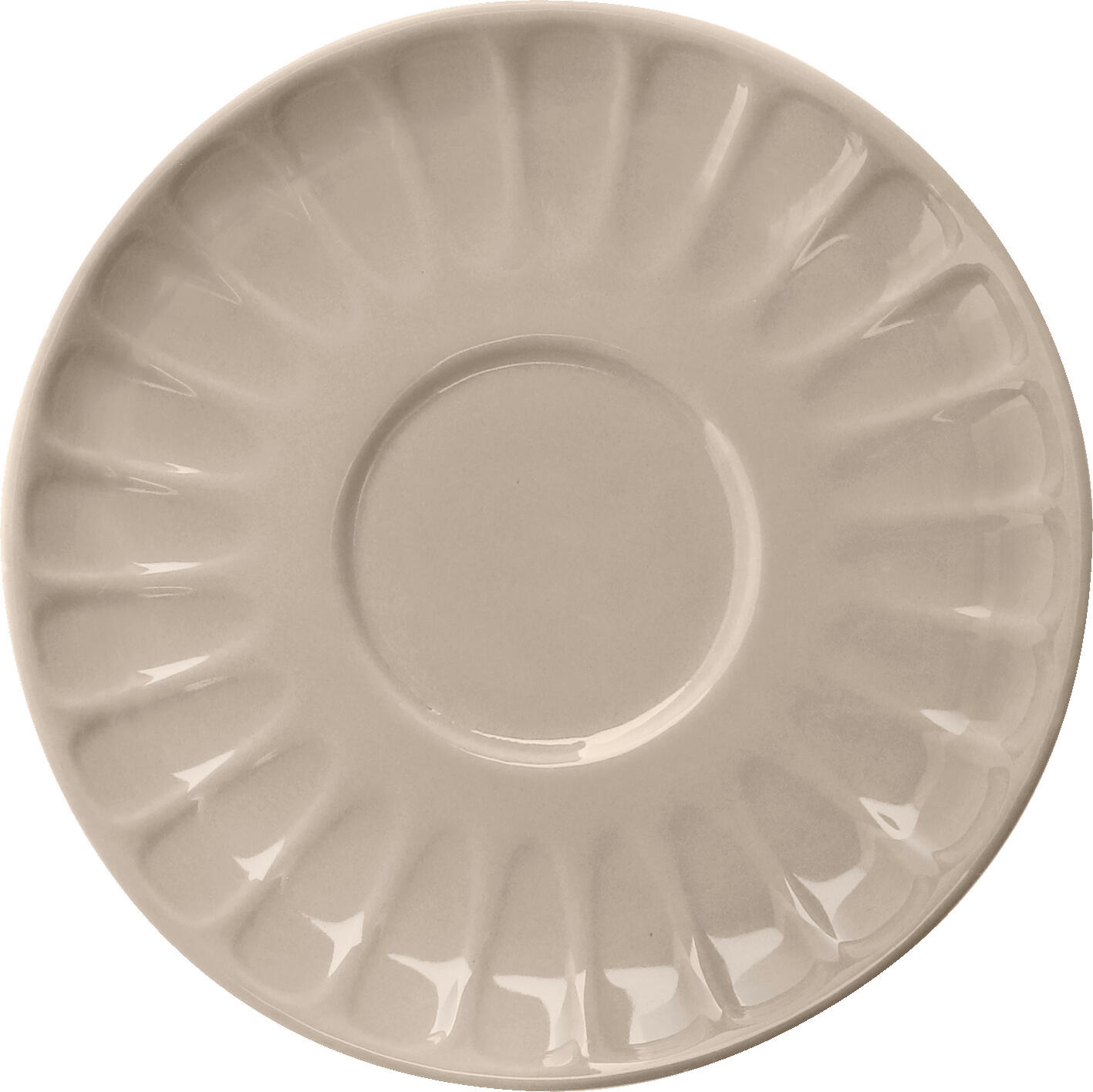 VEGA LUSINI Bel Colore Porcelain Espresso Saucers, Beige, 11.5 cm Diameter, Fluted Edge, Dishwasher and Microwave Safe, Set of 6