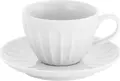 Farfurii LUSINI Bel Colore Combi din Porțelan, Culoare Albă, cu Design Relievat Canelat, Diametru 14 cm, Compatibile cu Cuptorul cu Microunde și Mașina de Spălat Vase, Set de 6 piese