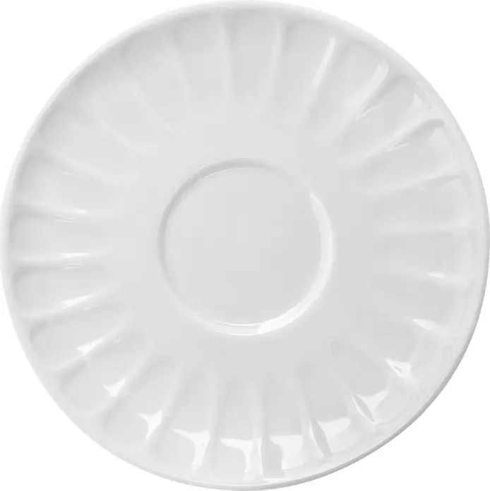 Farfurii LUSINI Bel Colore Combi din Porțelan, Culoare Albă, cu Design Relievat Canelat, Diametru 14 cm, Compatibile cu Cuptorul cu Microunde și Mașina de Spălat Vase, Set de 6 piese