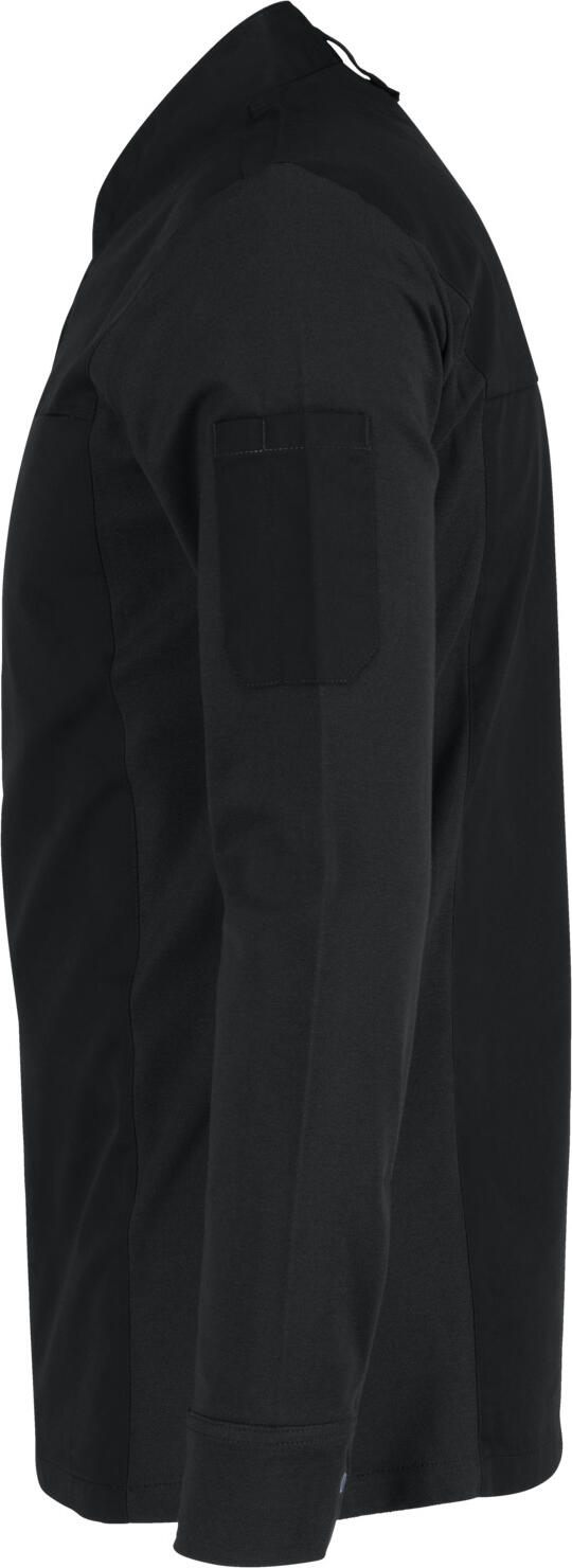 Jobeline Phoenix Men's Long-Sleeved Chef Jacket, 65% Polyester 35% Cotton, Regular Fit, Small Wing Collar, Concealed Snap Buttons, Black, Size 52
