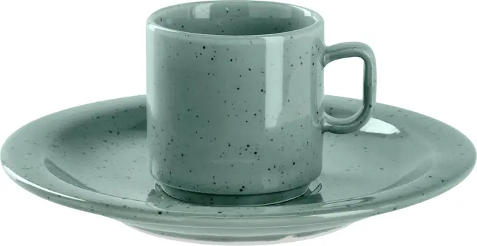 Farfurii pentru supa si combinat VEGA Alessia din porțelan colorat Turcoaz, design cu pete irregulare, diametru 15.5 cm, rezistente la masina de spalat vase si cuptor cu microunde, set de 6 piese