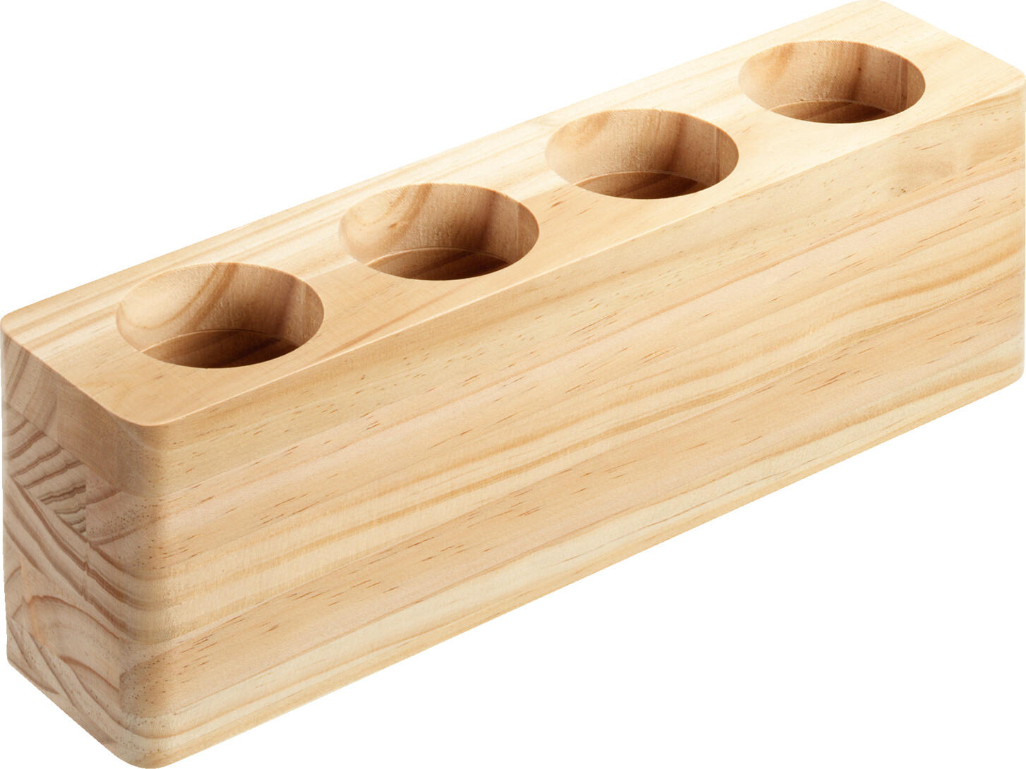 PULSIVA Cymbal Cutlery Tray, Pine Wood, Food-Safe Lacquered, Natural Beige, 35 x 8 x 10 cm, 4 Cut-outs