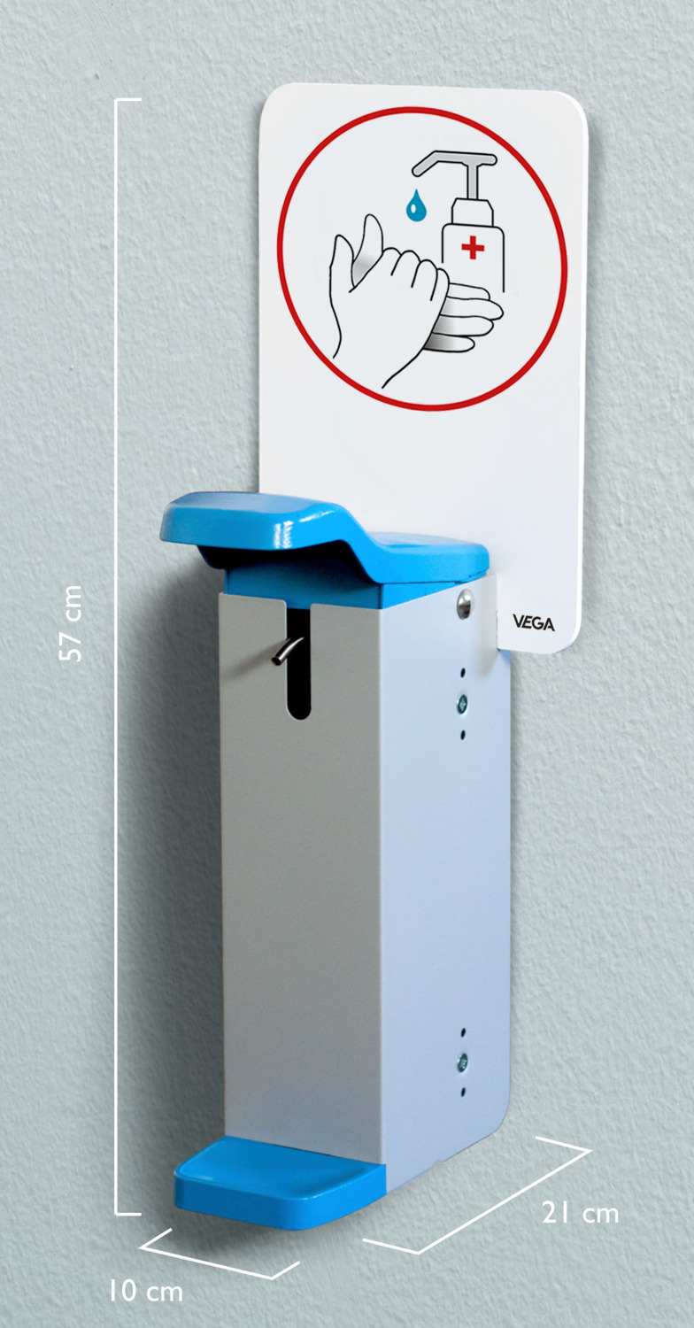 Dispenser de dezinfectant cu cot Pulsiva Tahoe, Capacitate 1L, Carcasă din Oțel Vopsit, Montare pe Perete, Argintiu/Albastru