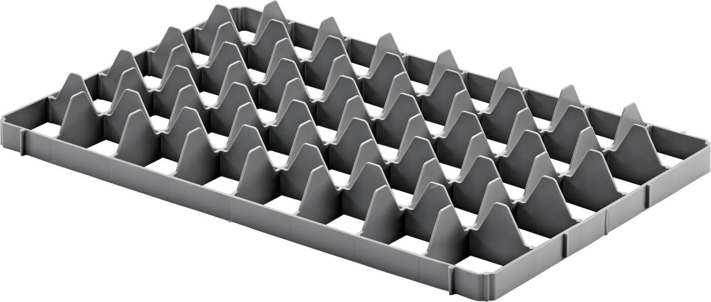 Ringoplast Shelf Insert Komfort Lower Part, 40 Compartments for Glasses up to 6.7cm, Polypropylene, Grey, 60x40x6.2cm, Made in Germany