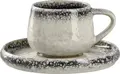 Farfurii pentru espresso Vega Nagoya, Set de 6 piese, Porțelan cu glazură reactivă, Alb/Gri, 12.5x1.5 cm, Compatibile cu mașina de spălat vase și cuptorul cu microunde