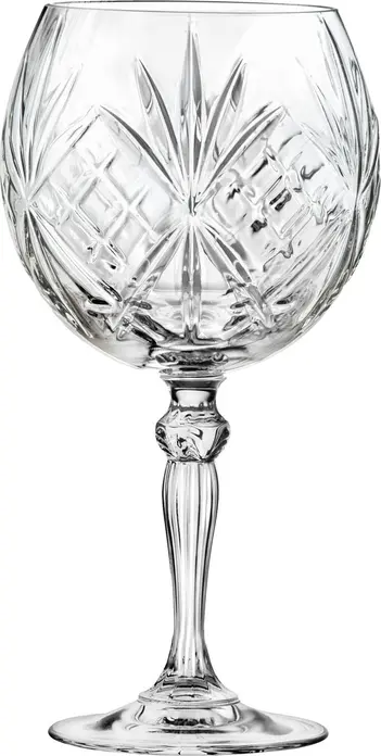Set de 6 pahare pentru Gin and Tonic RCR Melodia din cristal, design cu relief tip sticla tăiată, 650 ml, transparente