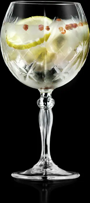Set de 6 pahare pentru Gin and Tonic RCR Melodia din cristal, design cu relief tip sticla tăiată, 650 ml, transparente